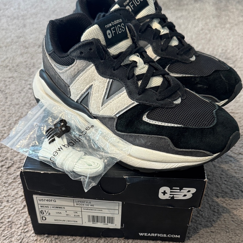 FIGS New Balance 5740 Black and Gray Sneakers